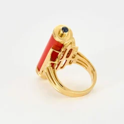 BAGUE STYLE ART DECO CORAIL DIAMANTS