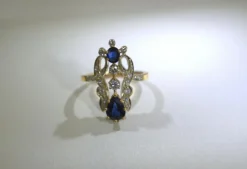 Bague style Art Nouveau Diamants Saphirs
