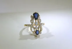 Bague style Art Nouveau Diamants Saphirs