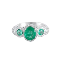 Bague style Jarretière Emeraudes Diamants