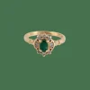 Bague style Marguerite Emeraude et 8 Diamants