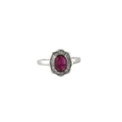 Bague style Marguerite Rubis Diamants