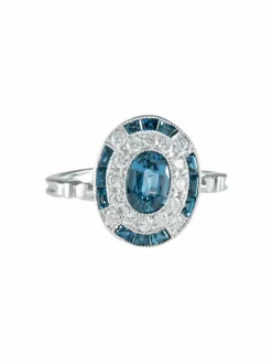 Bague style Napoléon III saphir or blanc