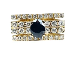 Bague style Tank diamants et saphir