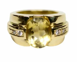 Bague Style Tank Or Jaune CItrine