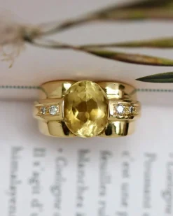 Bague Style Tank Or Jaune CItrine