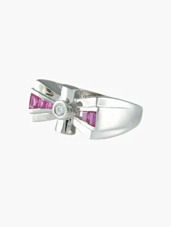 Bague Style Tank Rubis Diamant
