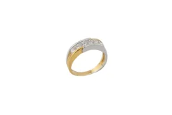 Bague taille princesse en or jaune et or blanc avec diamants