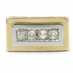 Bague Tank - Or, Platine & Diamants