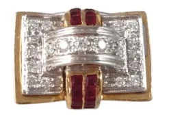 Bague tank 2 Ors Diamants Rubis
