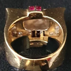 Bague tank 2 Ors Diamants Rubis
