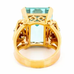 Bague Tank Aigue-Marine Diamant 18 Carats