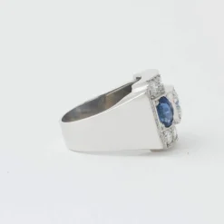 Bague Tank Art Déco Platine Saphirs Diamants