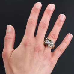 Bague tank asymétrique diamants