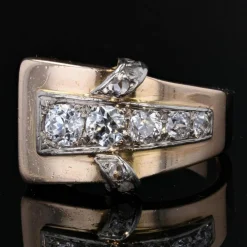 Bague tank asymétrique diamants