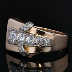Bague tank asymétrique diamants