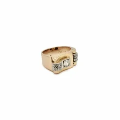 Bague Tank asymétrique or rose diamants