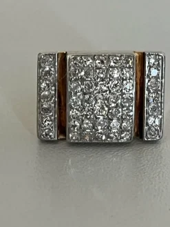 Bague Tank Chevalière Or Jaune Diamants 1,30 ct