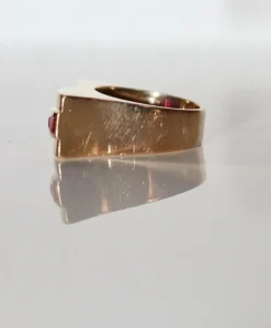 Bague Tank Diamant Et Pierres Rouges