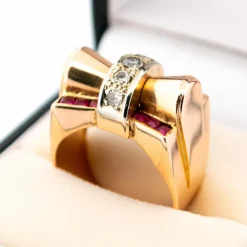 Bague Tank Diamant Rubis