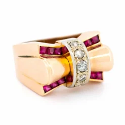 Bague Tank Diamant Rubis