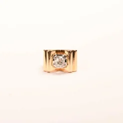 Bague Tank diamant solitaire or rose