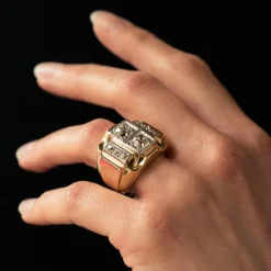 Bague tank diamants