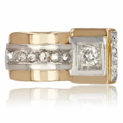 Bague tank diamants asymétrique