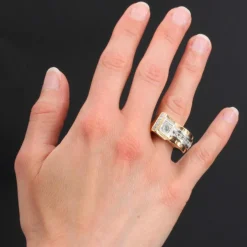 Bague tank diamants asymétrique