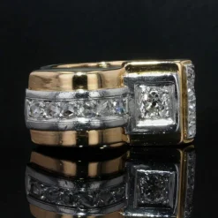 Bague tank diamants asymétrique