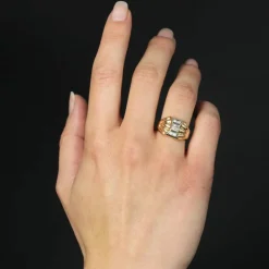 Bague tank diamants dôme