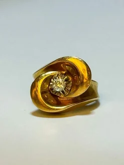 Bague tank diamants or jaune