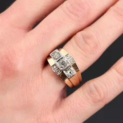 Bague tank diamants pont
