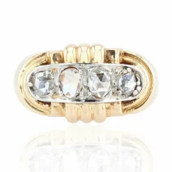 Bague tank diamants taillés en rose