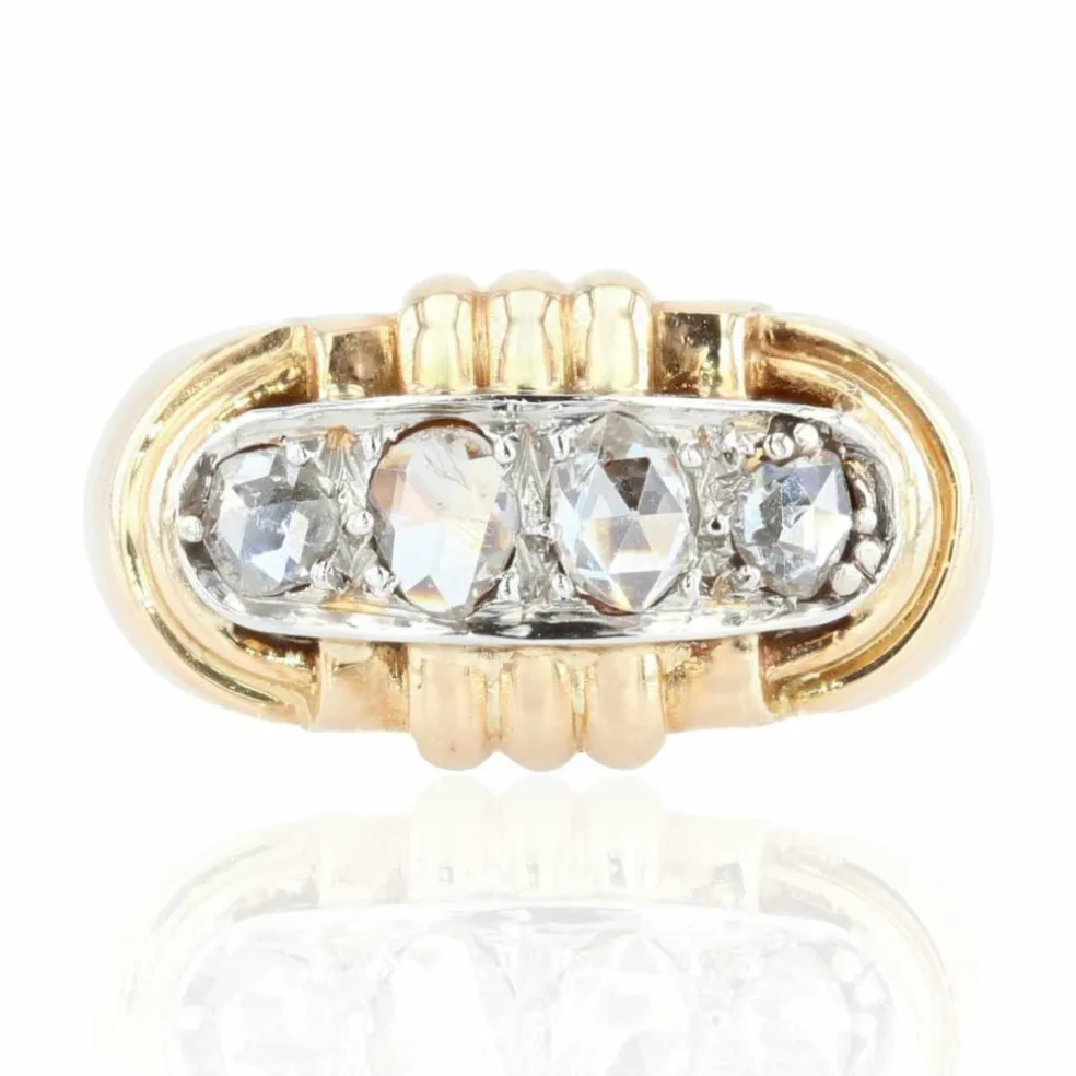 Bague tank diamants taillés en rose