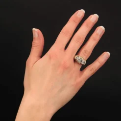 Bague tank diamants taillés en rose