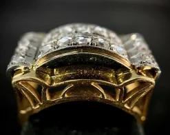 Bague Tank d'époque 1940/50 deux ors diamants