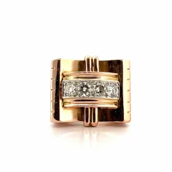 Bague tank en or 18 carats et diamants