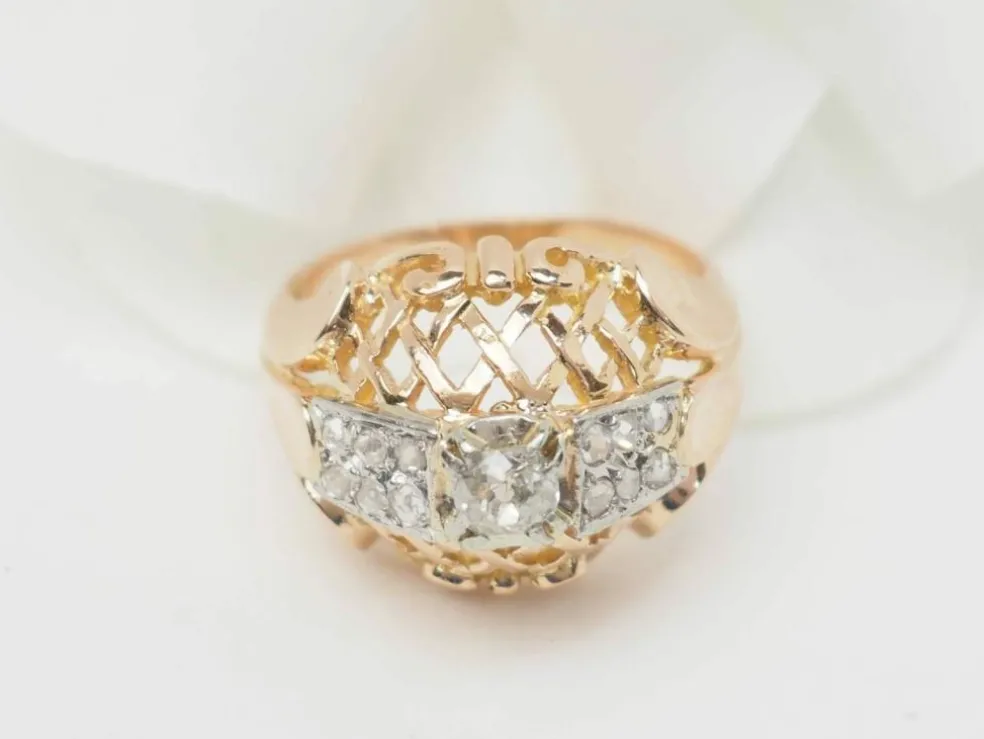 Bague Tank en or bicolore et diamants
