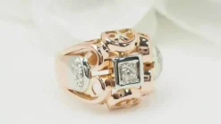 Bague Tank en or bicolore et diamants