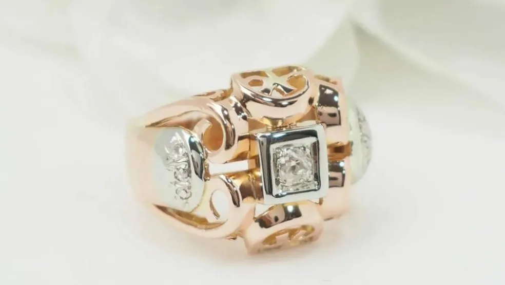 Bague Tank en or bicolore et diamants