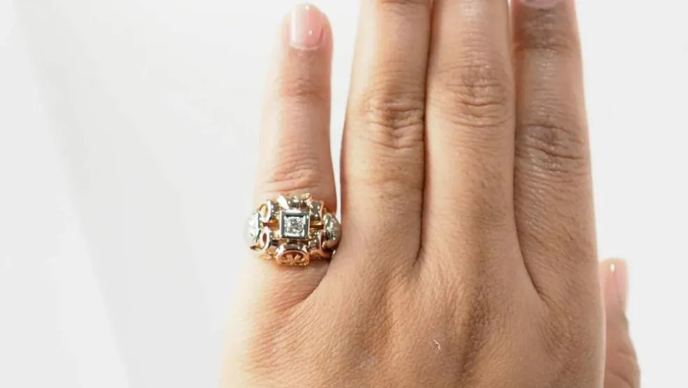 Bague Tank en or bicolore et diamants
