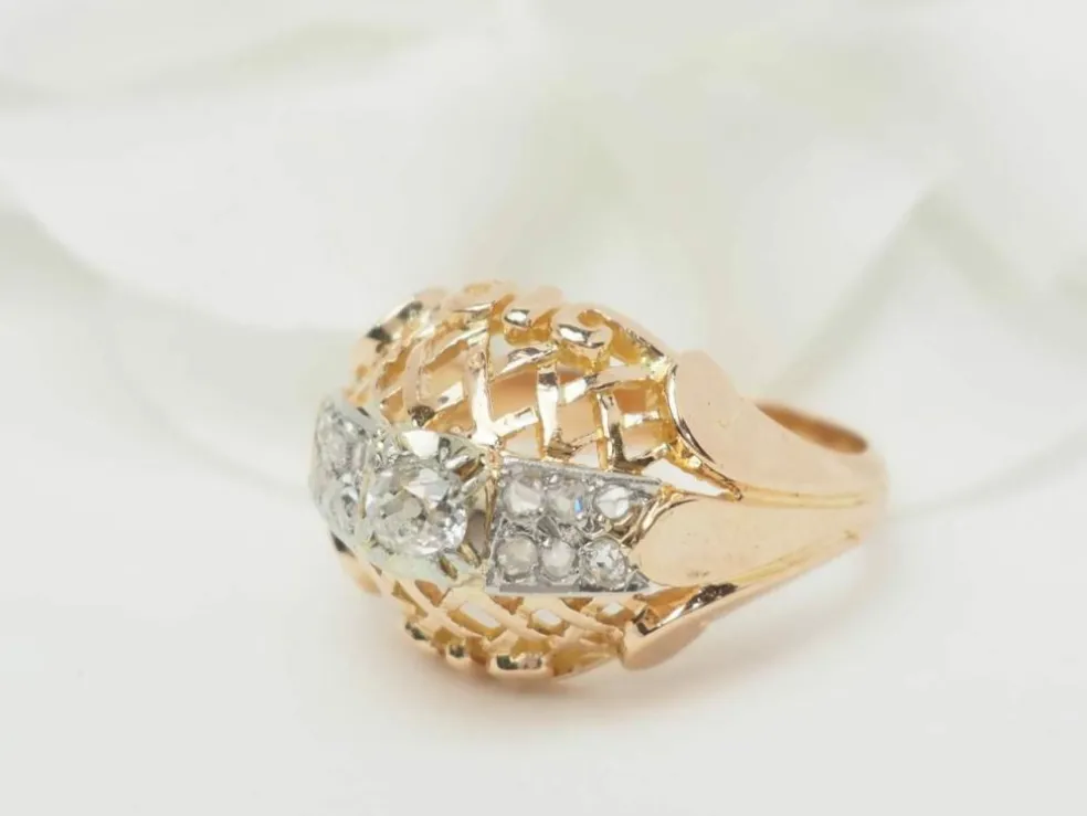 Bague Tank en or bicolore et diamants