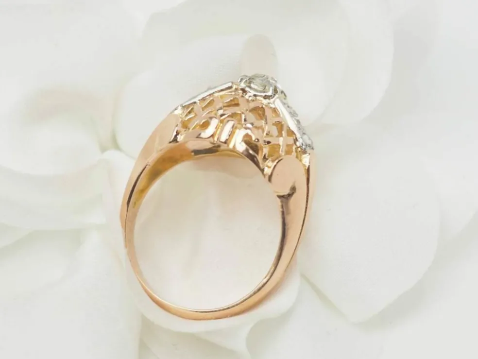 Bague Tank en or bicolore et diamants