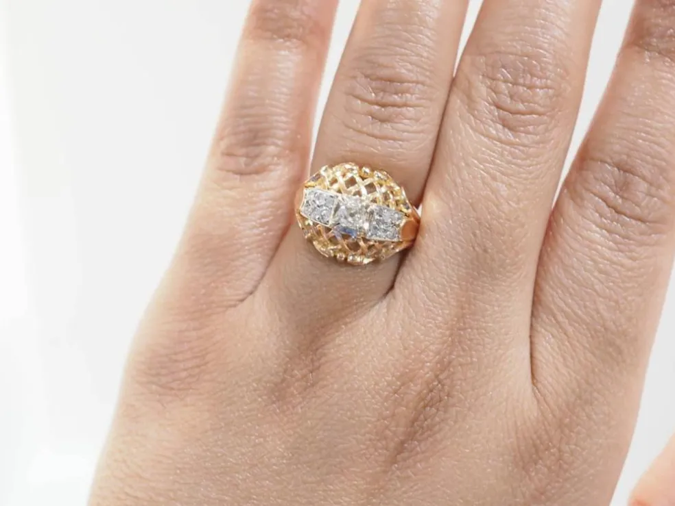 Bague Tank en or bicolore et diamants