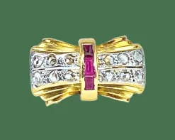 Bague Tank en or jaune 18 carats et diamants, vers 1930/1940