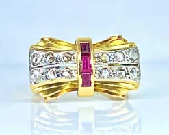 Bague Tank en or jaune 18 carats et diamants, vers 1930/1940