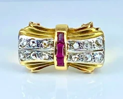 Bague Tank en or jaune 18 carats et diamants, vers 1930/1940