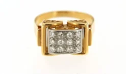 Bague Tank en Or jaune, diamant