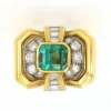 Bague Tank, en Or jaune, Emeraude & Diamants
